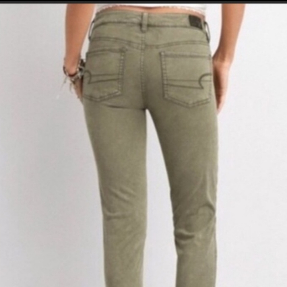 American eagle next level stretch hi rise jeggings button fly light green